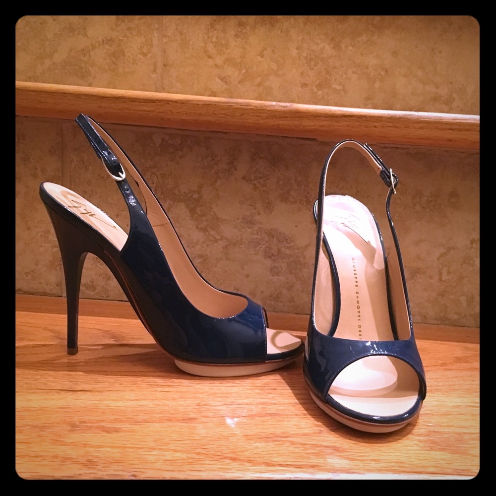 Patent Blue Giuseppe Zanotti Heels *NEVER WORN*